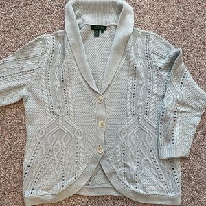 Lauren by Ralph Lauren Woven Button Down Sweater